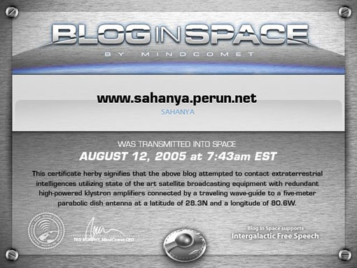 Zertifikat: Blog in Space