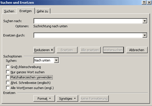 Suchen -- Ersetzen